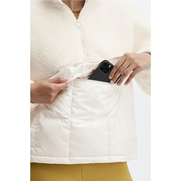 FABLETICS Nelly Mixed Media Half Zip Cream Size Large - Picture 4 of 16